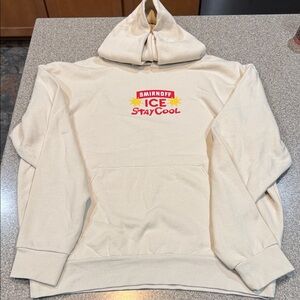 Smirnoff Ice "Sunsurance" Hoodie with a Sunny Days graphic, Cream, Size L, NWOT